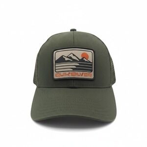 Quiksilver Mens Trucker Hat Army Green Mountain Wave Patch Snapback QS001873Y